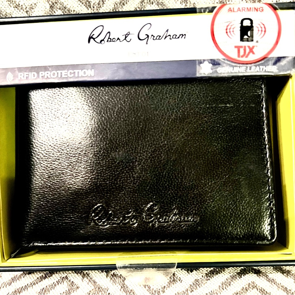 NEW Robert Graham Wallet Black Leather RFID Card Holder. Father's Day $78.00